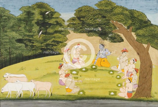 Krishna and the Cowherds on a Picnic, Folio from a Bhagavata Purana, between 1760 and 1765. Creator: Unknown.