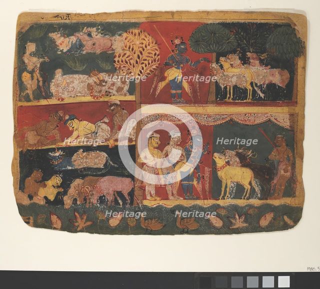 Krishna and the Cowherds: Page from a Dispersed Bhagavata Purana..., ca. 1520-30. Creator: Unknown.