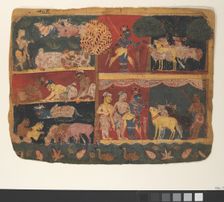 Krishna and the Cowherds: Page from a Dispersed Bhagavata Purana..., ca. 1520-30. Creator: Unknown