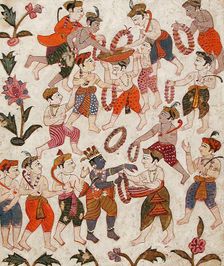 Krishna and the Cowherds Receiving Garlands in Mathura..., between c1625 and c1650. Creator: Unknown