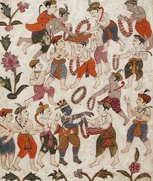 Krishna and the Cowherds Receiving Garlands in Mathura..., between c1625 and c1650. Creator: Unknown