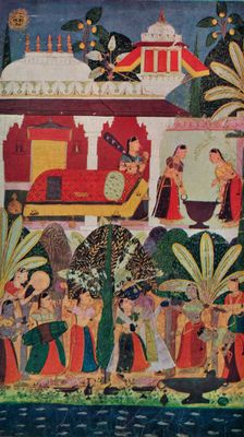 Krishna and the Gopes (gopis) at the Spring Festival, 17th century, (1929)