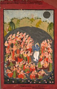 Krishna and the Gopis Gather for Rasamandala, c. 1720-1730. Creator: Unknown