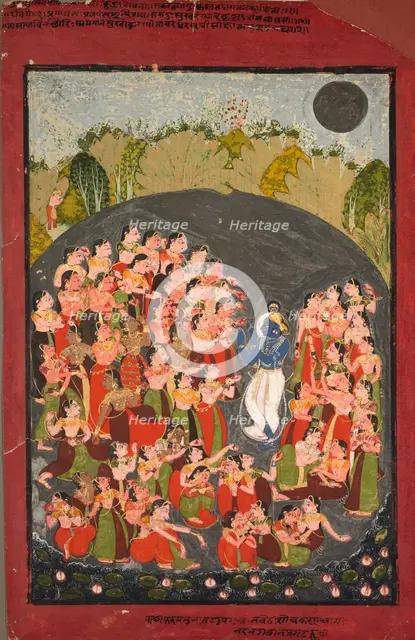 Krishna and the Gopis Gather for Rasamandala, c. 1720-1730. Creator: Unknown.