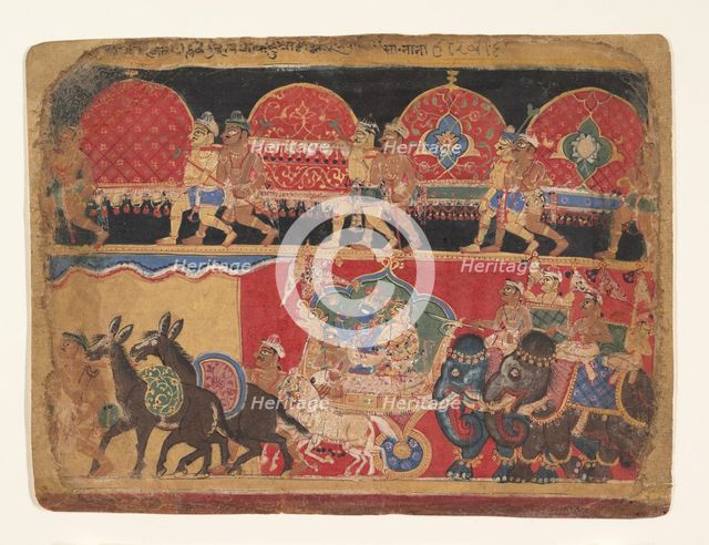 Krishna and the Kshatriya Maidens Proceed to Dvaraka..., ca. 1520-30. Creator: Sa Nana.