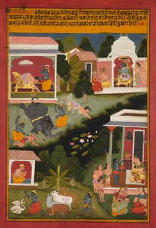 Krishna as the Destroyer of Demons, page from Surdas's Sursagar, c. 1700. Creator: Unknown