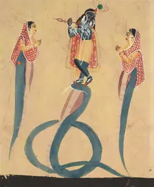Krishna as Kali Worshipped by Radha, 1800s. Creator: Unknown