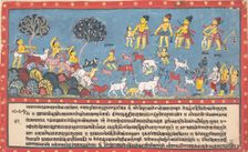 Krishna, Balarama, and the Cowherders... from a Dispersed Bhagavata Purana..., 1800-1825. Creator: Unknown