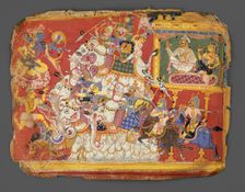 Krishna Battles the Armies of the Demon Naraka: Page from a Bhagavata Purana Manuscript, ca. 1540. Creator: Unknown