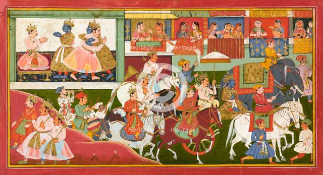 Krishna bids farewell, folio from a Bhagavata Purana, ca.1680-1690. Creator: Unknown.