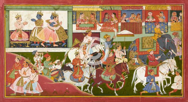Krishna bids farewell, folio from a Bhagavata Purana, ca.1680-1690. Creator: Unknown.