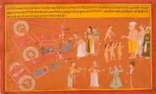 Krishna Breaks the Cart, Folio from a Bhagavata Purana (Ancient Stories of the Lord), c1725. Creator: Unknown