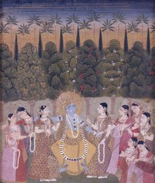 Krishna Dancing with Gopis, 1775-1800. Creator: Unknown