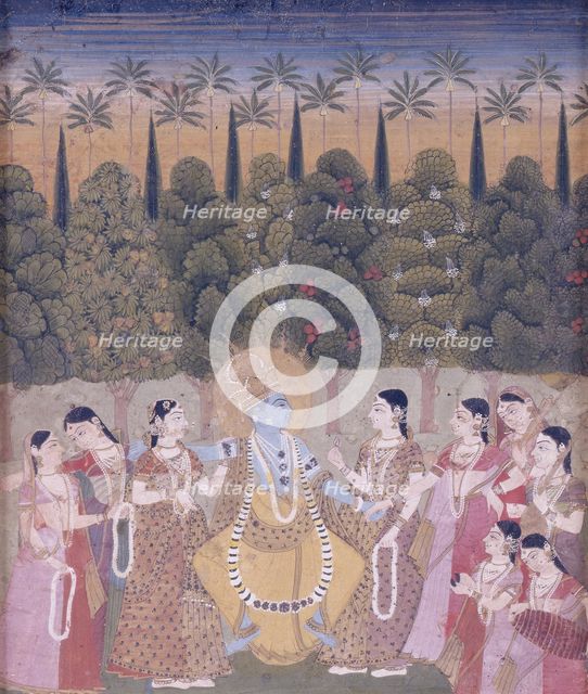 Krishna Dancing with Gopis, 1775-1800. Creator: Unknown.