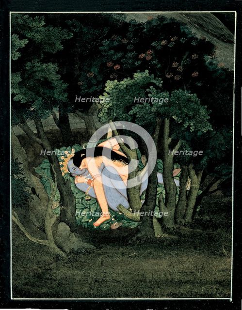 Krishna embraced by Radha, ca 1775. Artist: Indian Art  