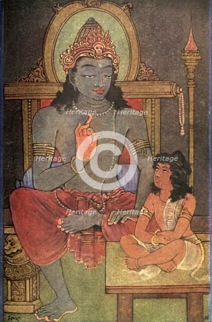 'Krishna instructing Arjuna', 1920. Creator: Unknown.