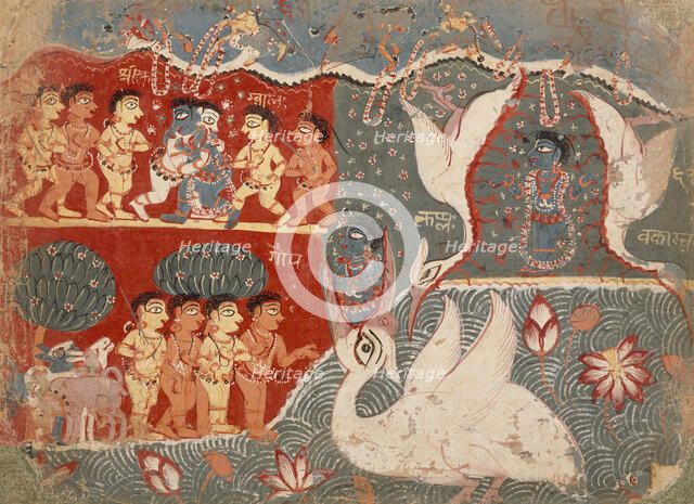 Krishna Kills the Crane Demon, Folio from a Bhagavata Purana..., between 1525 and 1550. Creator: Unknown.