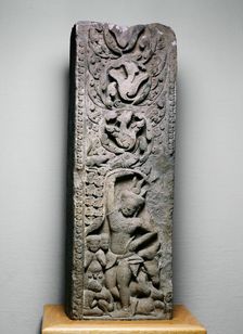 Krishna Lifting Mount Govardhan, Angkor period, 11th century. Creator: Unknown
