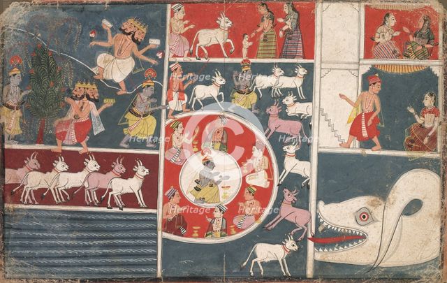 Krishna Playing the Flute and other Episodes from the Bhagavata Purana, c. 1650. Creator: Unknown.