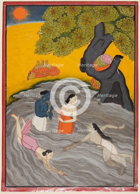 Krishna playing with the Gopis in the Jumna, c. 1770. Creator: Unknown.