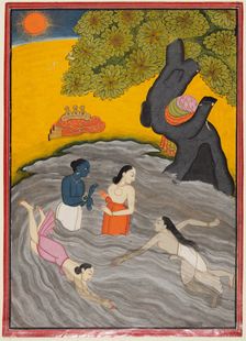 Krishna playing with the Gopis in the Jumna, c. 1770. Creator: Unknown