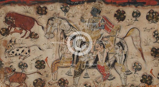 Krishna Riding a Composite Horse, c1800. Creator: Unknown.