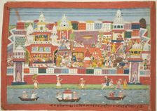 Krishna's Marriage to Kalinda, from a copy of the Bhagavat Purana, c. 1775. Creator: Unknown