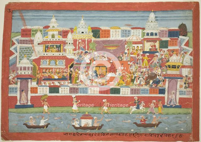 Krishna's Marriage to Kalinda, from a copy of the Bhagavat Purana, c. 1775. Creator: Unknown.