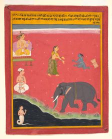 Krishna's Earthly Ties, Page from a Dispersed Bivamangalastava, 1695-1700. Creator: Unknown