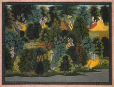Krishna's Longing for Radha, from the Gita Govinda of Jayadeva, c. 1820-1825. Creator: Unknown