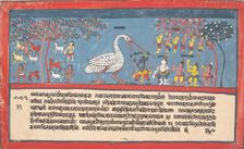 Krishna Slays Bakasura, the Crane Demon..., from a Dispersed Bhagavata Purana..., 1800-1825. Creator: Unknown