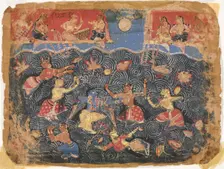 Krishna sporting with the gopis in the Jumna River, from a Bhagavata Purana, c. 1525-50. Creator: , probably by