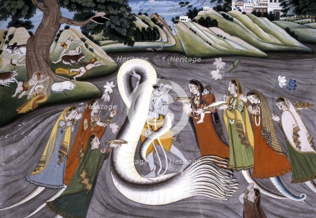 Krishna Subdues Kaliya, c1800. Creator: Unknown.