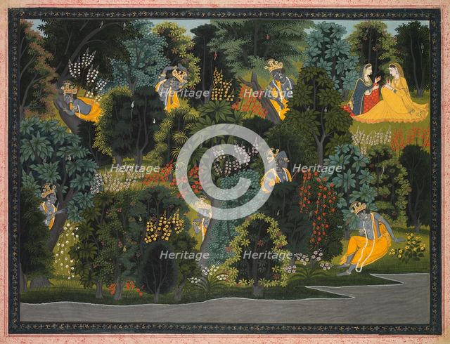 Krishna's Longing for Radha, from the Gita Govinda of Jayadeva, c. 1820-1825. Creator: Unknown.