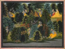 Krishna's Longing for Radha, from the Gita Govinda of Jayadeva, c. 1820-1825. Creator: Unknown