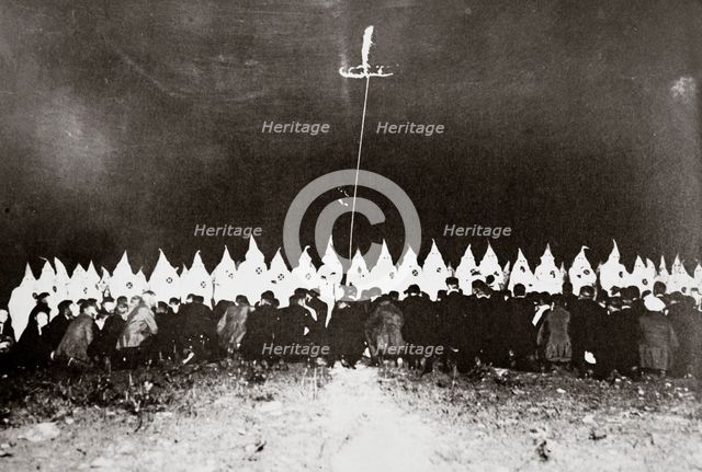 Ku Klux Klan initiation ceremony near Brunswick, Maryland, USA, c1920s(?). Creator: Unknown.