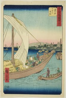 Kuwana: Ferryboats at Shichiri (Kuwana, Shichiri no watashibune), no. 43 from the series "..., 1855. Creator: Ando Hiroshige
