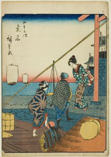 Kuwana, from the series "Fifty-three Stations [of the Tokaido] (Gojusan tsugi)," also known...,1852. Creator: Ando Hiroshige