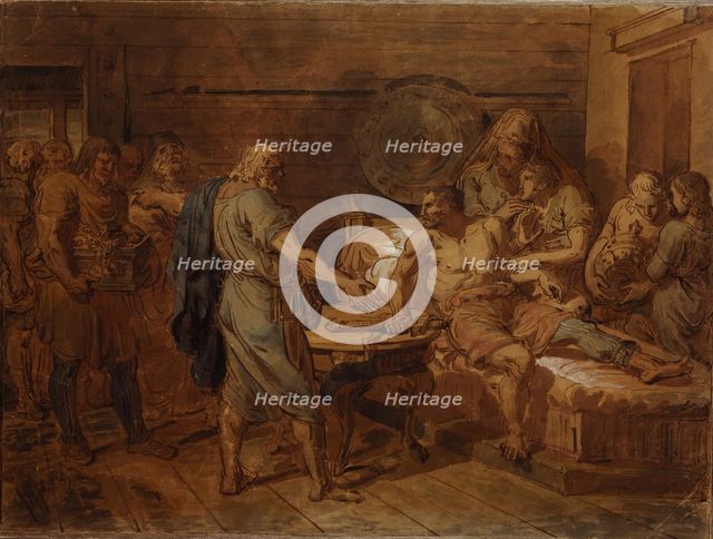 Kuzma Minin's appeal to the prince Dmitry Pozharsky, 1800s. Artist: Ugryumov, Grigori Ivanovich (1764-1823)
