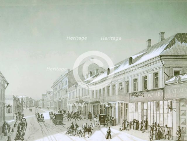 Kuznetsky Most, Moscow, Russia, 1840s.  Artist: Anon
