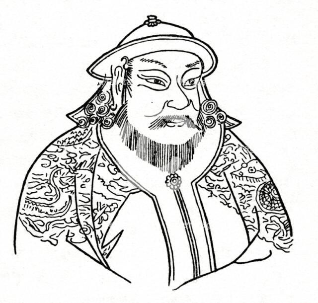 Kublai Khan (1215-1294) of the Mongol Empire and founder of the Yuan Dynasty, 1912. Artist: Unknown