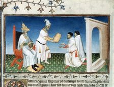 Kublai Khan gives the Polos their passport, c1280s, (early 15th century). Creator: Boucicaut Master