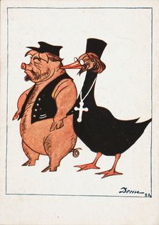 Kulak and Priest , 1922. Creator: Deni (Denisov), Viktor Nikolaevich (1893-1946)