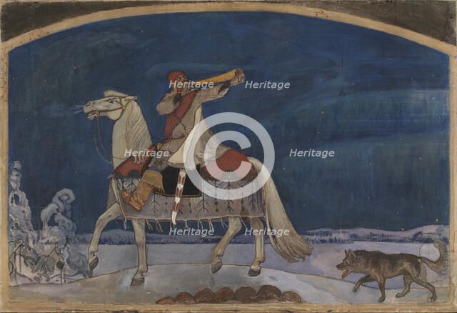 Kullervo Sets off for Battle; Kullervo Departs for the War, 1901. Creator: Akseli Gallen-Kallela.