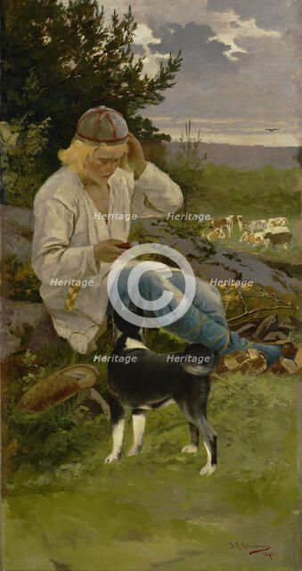 Kullervo with His Herds, 1896. Creator: Sigfrid August Keinanen.