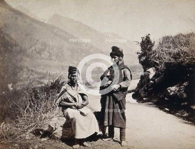 Kulu, Himachal Pradesh: two women wearing large nose rings, between 1800 and 1899. Creator: Unknown.