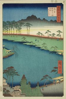 Kumano Junisha Shrine in Tsunohazu, Popularly Known as Juniso (Tsunohazu Kumano Junisha, z..., 1856. Creator: Ando Hiroshige