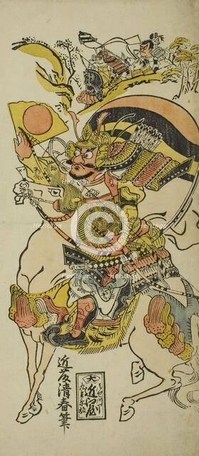 Kumagai Naozane and Taira no Atsumori at the battle of Ichi-no-tani, Japan, c. 1720. Creator: Kondo Kiyoharu.