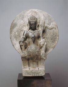 Kumara, the Youthful God of War on his Peacock Mount, 8th/9th century. Creator: Unknown