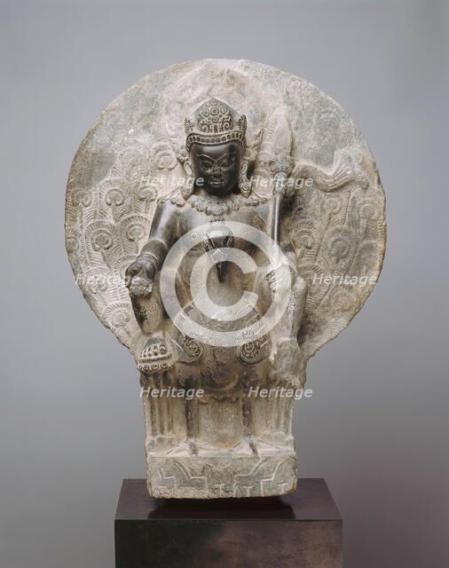 Kumara, the Youthful God of War on his Peacock Mount, 8th/9th century. Creator: Unknown.